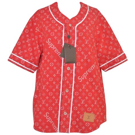 louis vuitton supreme baseball jersey red